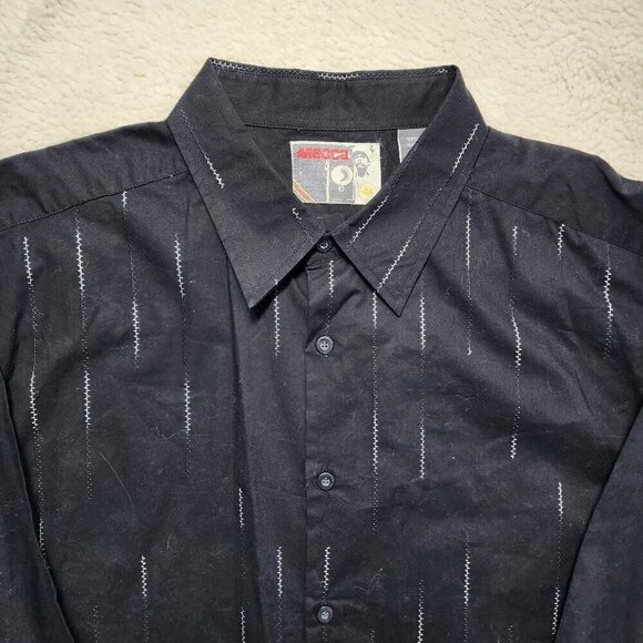 Vintage Mecca Long Sleeve Shirt Large Black Button Up Skater Baggy Oversized Y2K - Picture 1 of 6